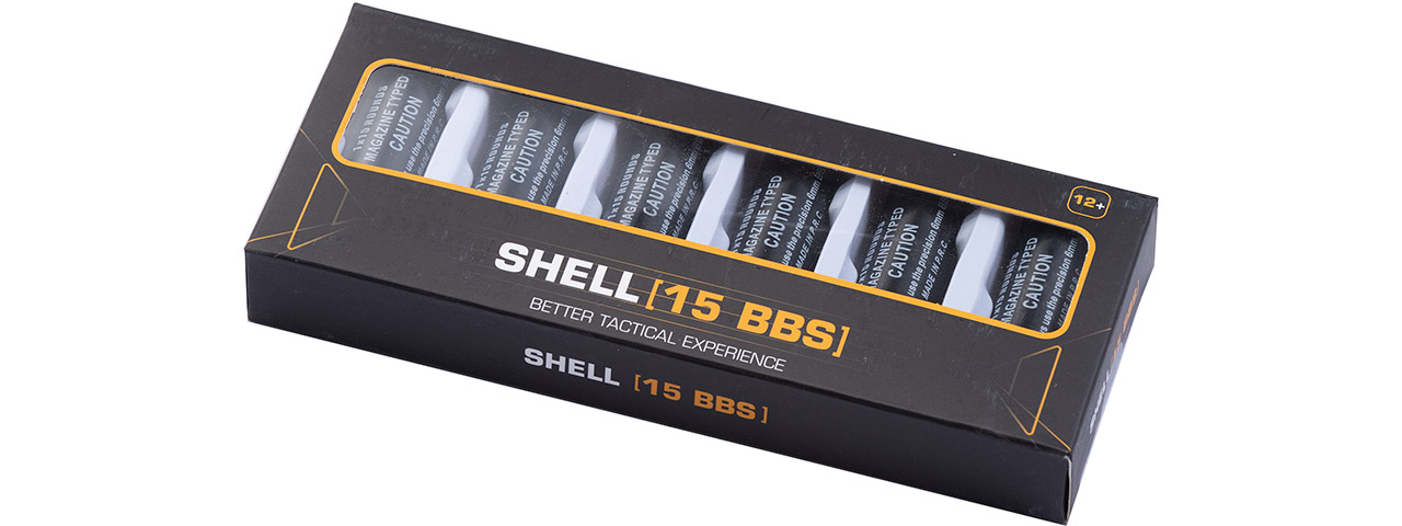 G-Force 15 Round Shotgun Shells for Multi & Single-Shot Airsoft Shotguns (Color: Black / Pack of 6)