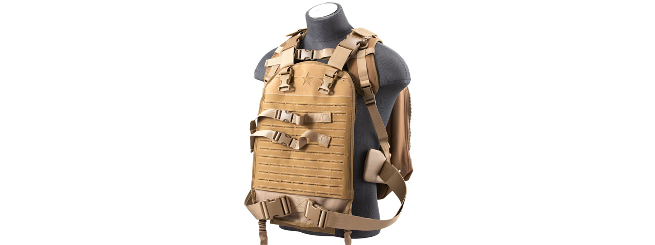 G-Force Dual Purpose Tactical Backpack & Vest (Color: Tan) - Click Image to Close