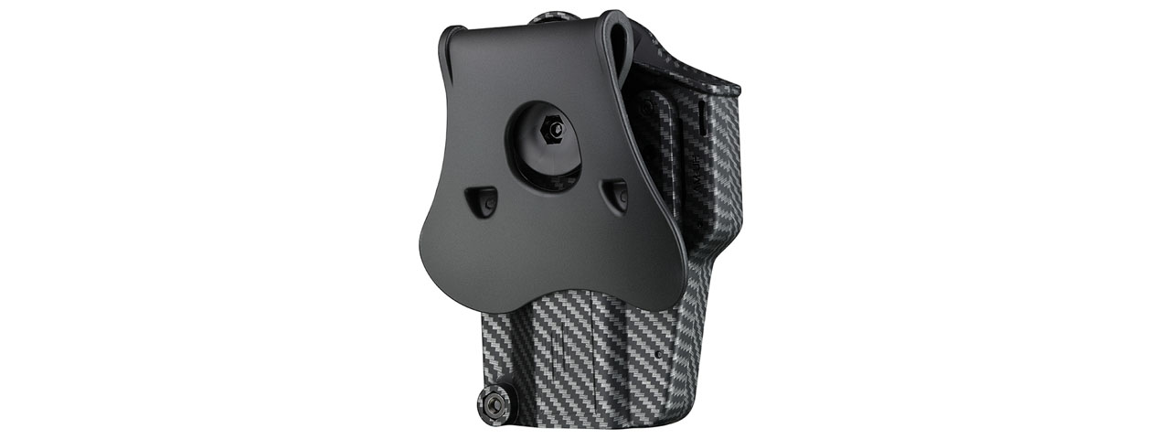 Amomax Multi-Fit Right Handed Tactical Holster (Color: Carbon Fiber/ Black) - Click Image to Close