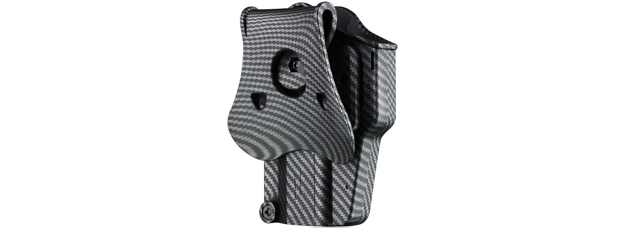 Amomax Multi-Fit Right Handed Tactical Holster (Color: Carbon Fiber) - Click Image to Close
