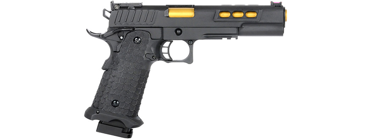 Army Armament R608 Hi-Capa Gas Blowback Airsoft Pistol w/ Gold Barrel (Color: Black)