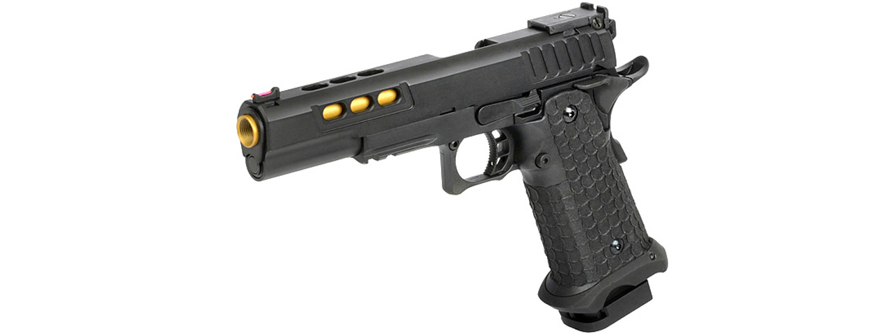 Army Armament R608 Hi-Capa Gas Blowback Airsoft Pistol w/ Gold Barrel (Color: Black) - Click Image to Close