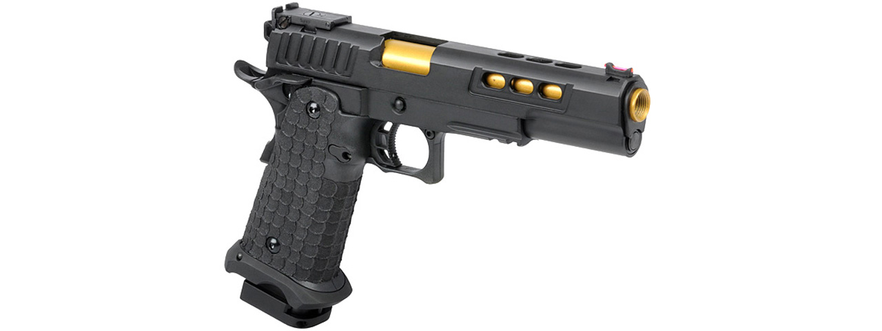 Army Armament R608 Hi-Capa Gas Blowback Airsoft Pistol w/ Gold Barrel (Color: Black)