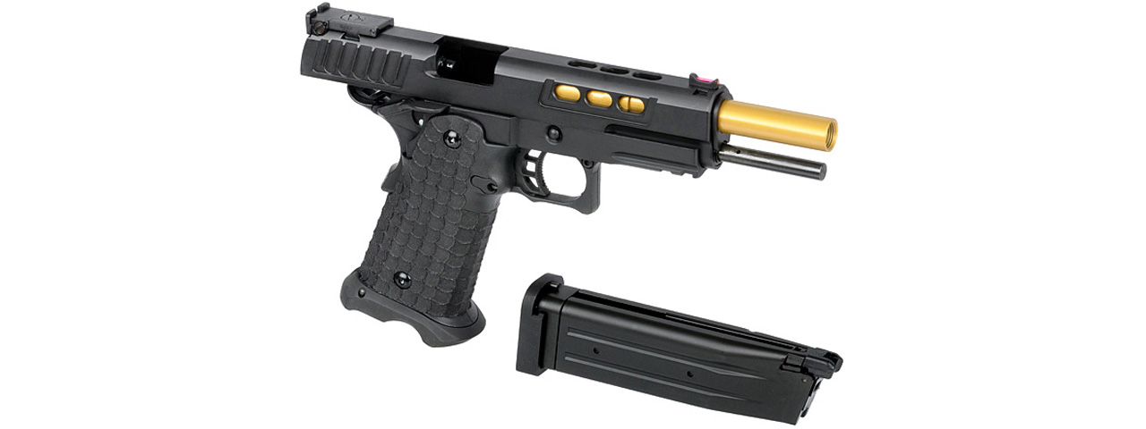 Army Armament R608 Hi-Capa Gas Blowback Airsoft Pistol w/ Gold Barrel (Color: Black)