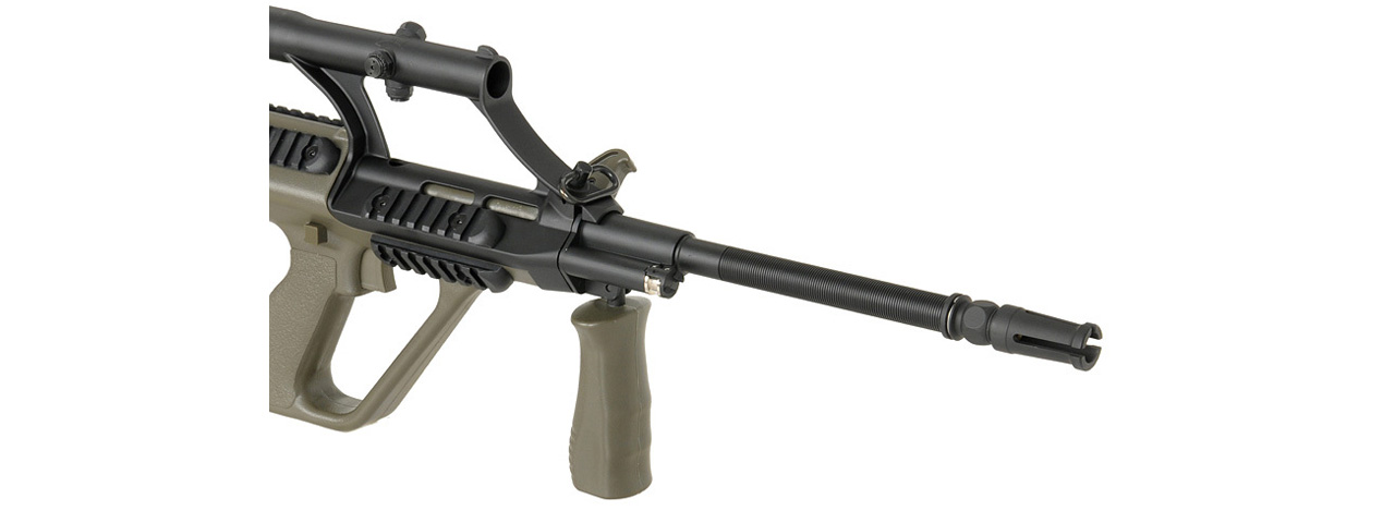 Army Armament Polymer AUG AEG Airsoft Rifle w/ Scope (Color: OD) - Click Image to Close