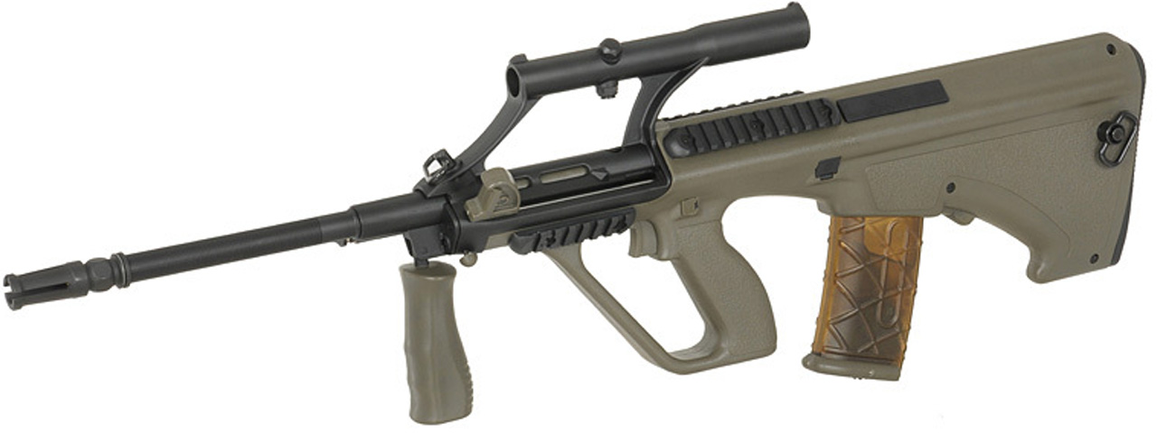 Army Armament Polymer AUG AEG Airsoft Rifle w/ Scope (Color: OD) - Click Image to Close