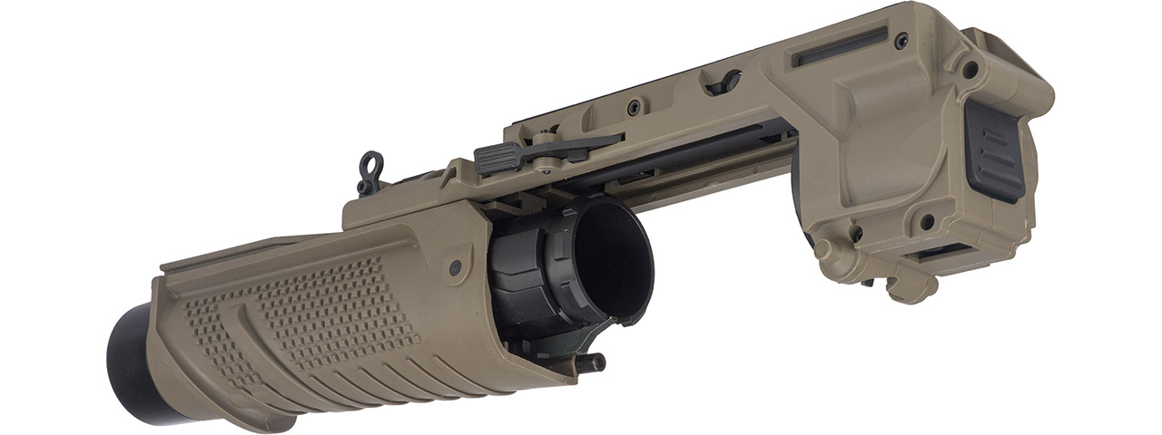 Lancer Tactical Airsoft EGLM MK16 Style Grenade Launcher (Color: Tan) - Click Image to Close