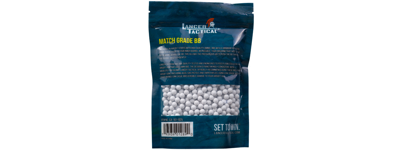 Lancer Tactical 1000 Round Pro Series 0.25g 6mm Airsoft BBs (White) - Click Image to Close