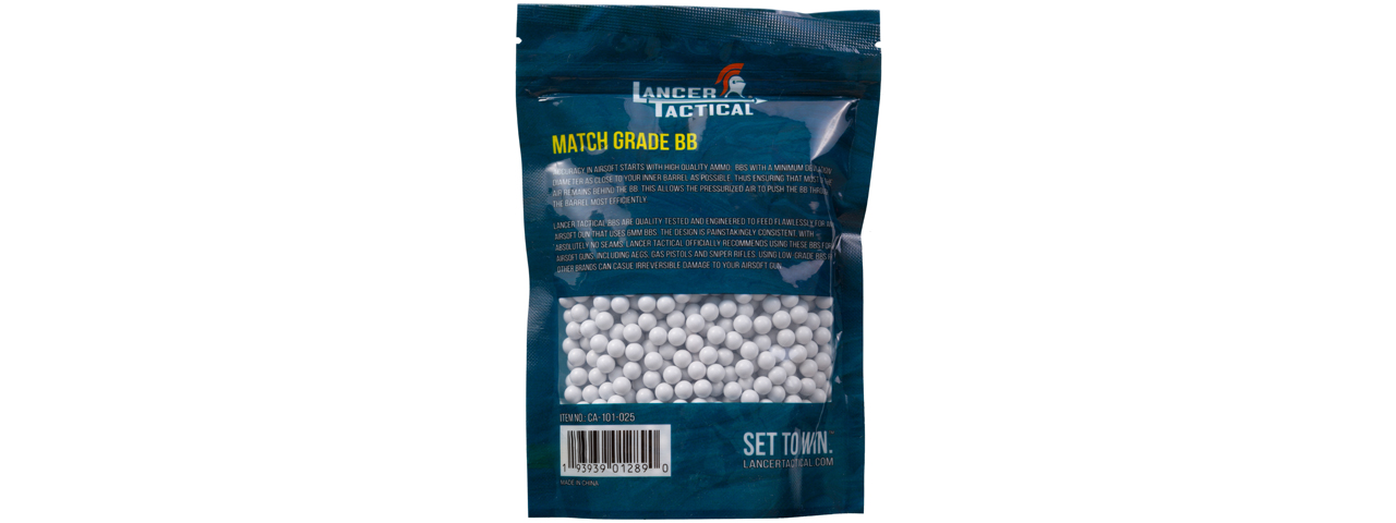 Lancer Tactical 1000 Round Pro Series 0.25g 6mm Airsoft BBs (White)