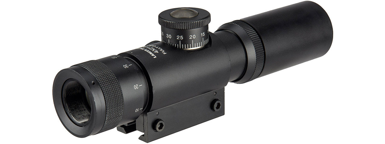 Lancer Tactical 4x21 AO Rifle Scope with Lens Caps (Color: Black)