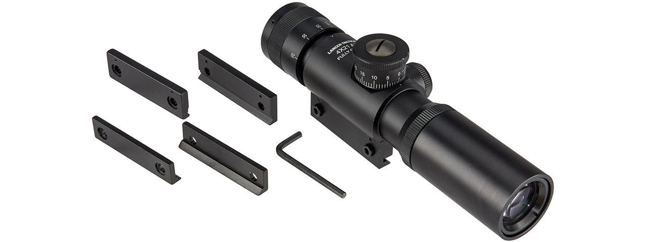 Lancer Tactical 4x21 AO Rifle Scope with Lens Caps (Color: Black)