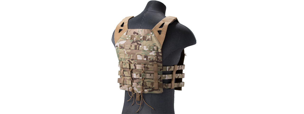 Lancer Tactical Lightweight Molle Tactical Vest with Retention Cords (Color: Camo) - Click Image to Close