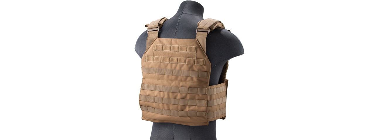 Lancer Tactical Vest with Molle Webbing and Detachable Buckles (Color: Tan) - Click Image to Close