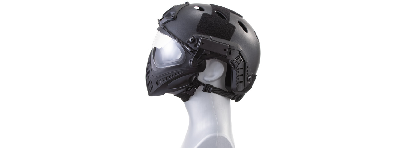 G-Force Pilot Full Face Helmet w/ Plastic Mesh Face Guard (Color: Black) - Click Image to Close