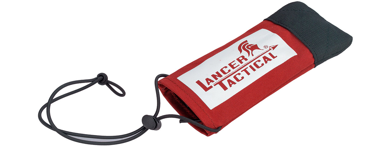 Lancer Tactical Airsoft Barrel Cover w/ Bungee Cord (Color: Red) - Click Image to Close