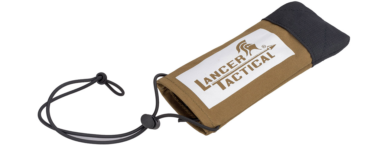 Lancer Tactical Airsoft Barrel Cover w/ Bungee Cord (Color: Tan) - Click Image to Close