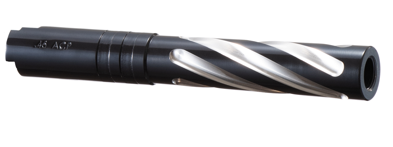 Lancer Tactical Stainless Steel Fluted Threaded 5.1 Outer Barrel (Color: Black) - Click Image to Close
