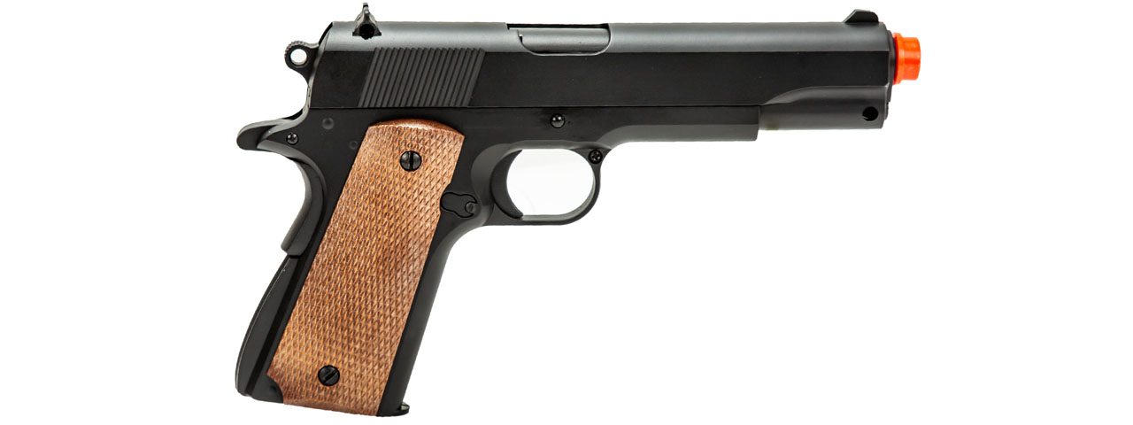 WellFire 1911-A1 Spring Powered Airsoft Pistol (Color: Black / Faux Wood)