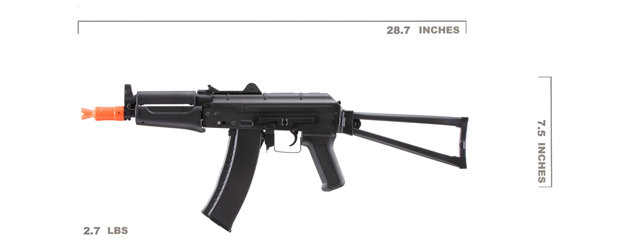 Double Bell AK74U AEG Airsoft AEG w/ Folding Stock (Color: Black) - Click Image to Close