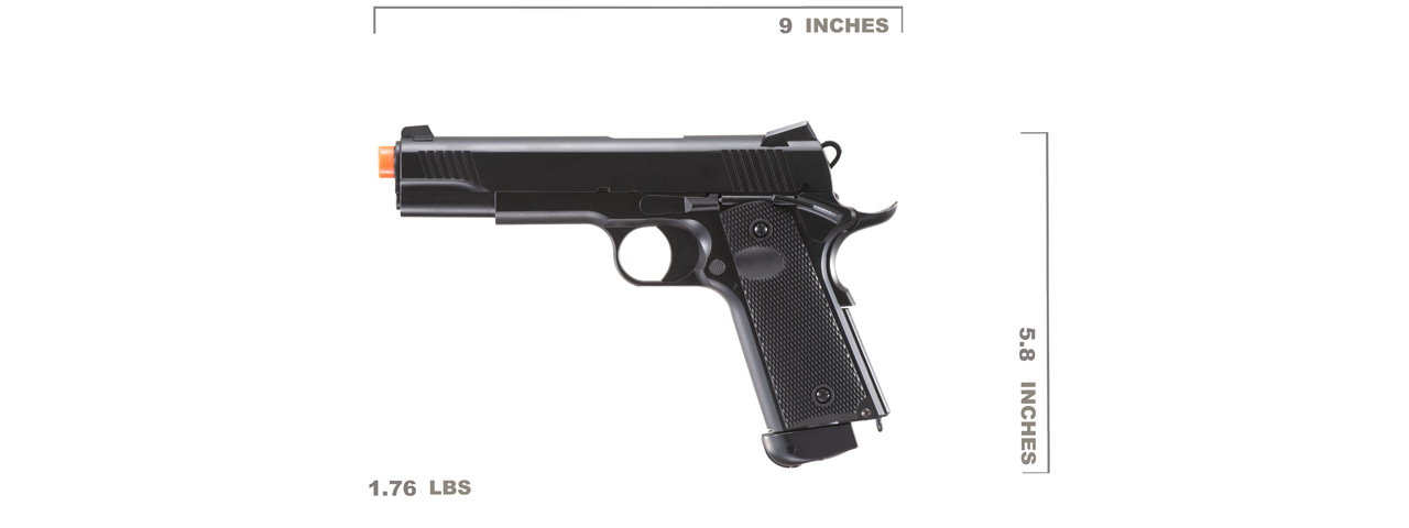 Double Bell 1911 CO2 Airsoft Pistol (Color: Black) - Click Image to Close