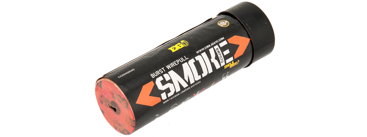 Enola Gaye Pack of 5 Twin Vent Burst High Output Airsoft Wire Pull Smoke Grenade (Color: Orange)