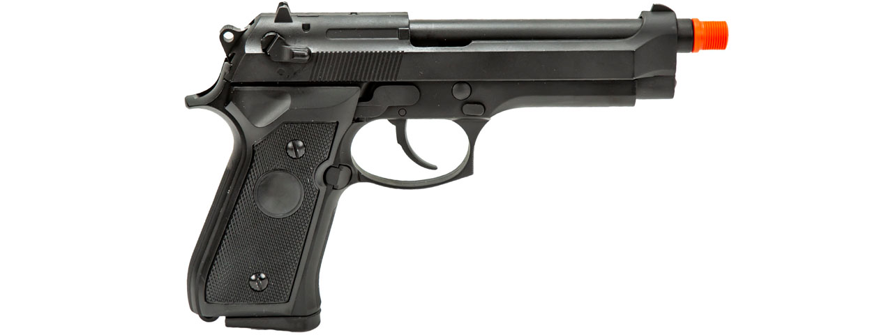 WellFire M9 CO2 Powered Gas Blowback Airsoft Pistol (Color: Black) - Click Image to Close