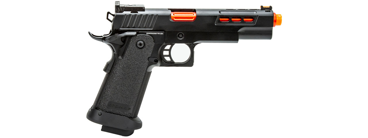 Golden Eagle 3342 OTS .45 Hi-Capa Gas Blowback Pistol w/ Ported Slide (Color: Black / Red Barrel) - Click Image to Close