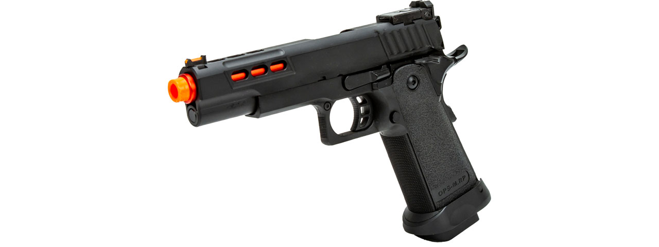 Golden Eagle 3342 OTS .45 Hi-Capa Gas Blowback Pistol w/ Ported Slide (Color: Black / Red Barrel)