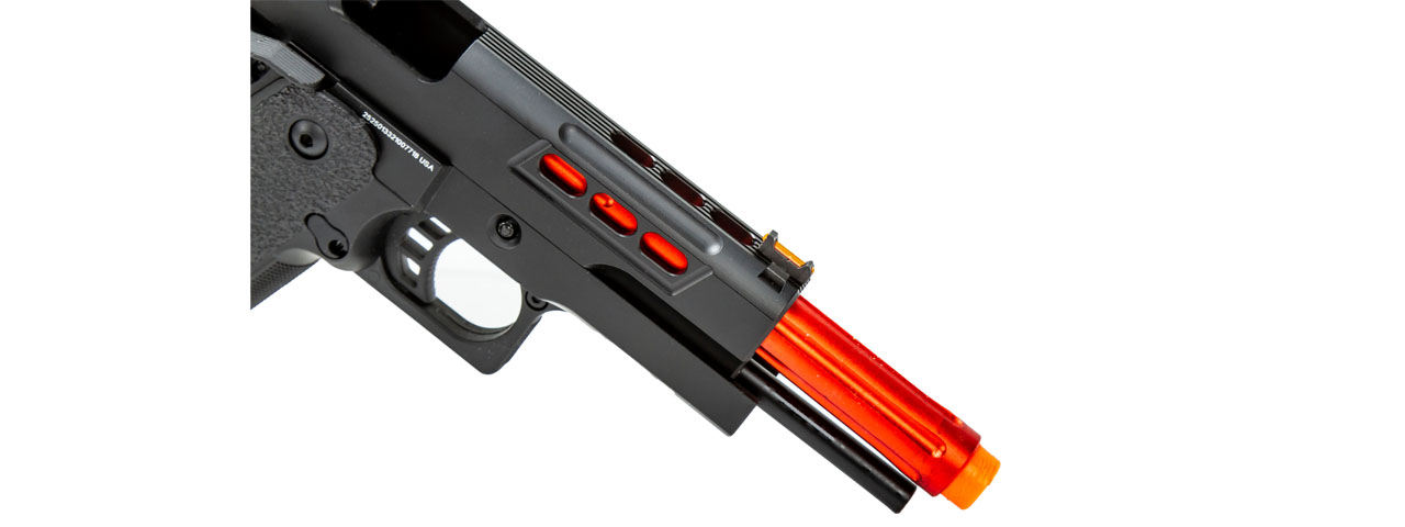 Golden Eagle 3342 OTS .45 Hi-Capa Gas Blowback Pistol w/ Ported Slide (Color: Black / Red Barrel)