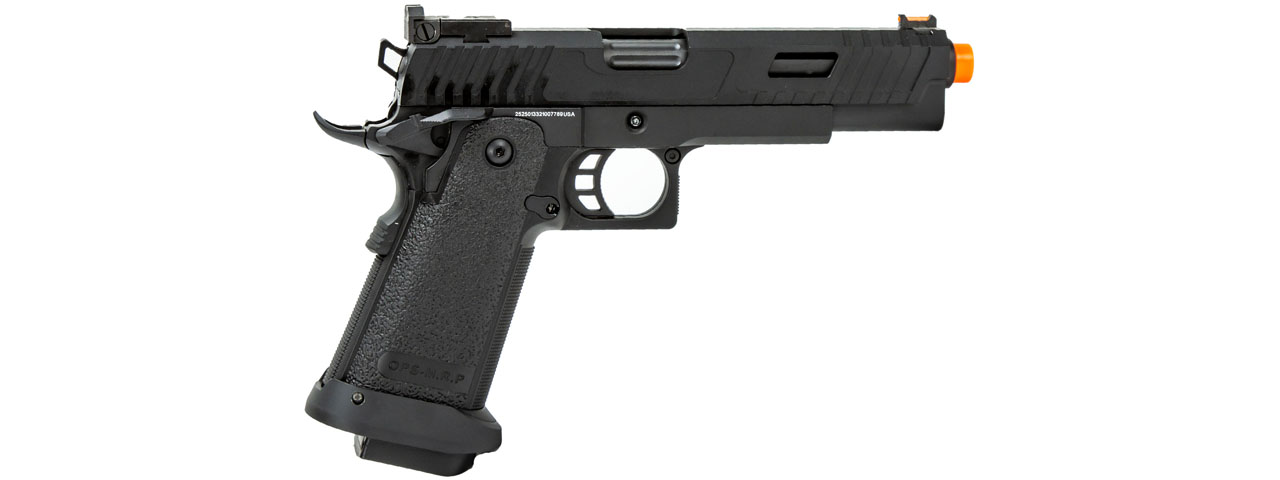 Golden Eagle 3345 OTS .45 Hi-Capa Gas Blowback Pistol w/ Serrated Slide (Color: Black) - Click Image to Close