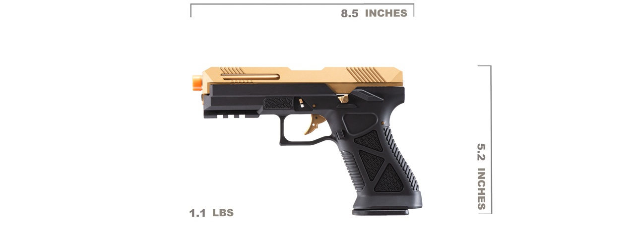 HFC HG-282ASGB Tactical Gas Blowback Pistol (Color: Black / Gold) - Click Image to Close