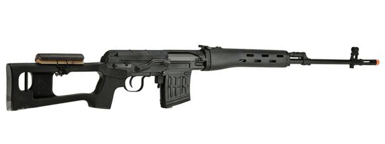 Atlas Custom Works SVD Dragunov Electric Airsoft Sniper Rifle w/ Sportsman Stock (Color: Black)