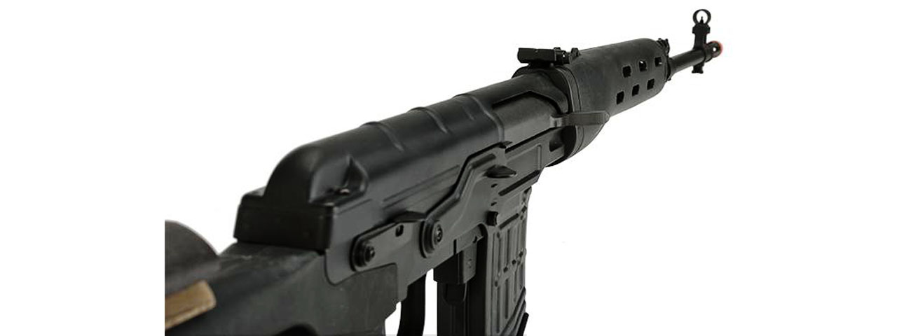 Atlas Custom Works SVD Dragunov Electric Airsoft Sniper Rifle w/ Sportsman Stock (Color: Black) - Click Image to Close