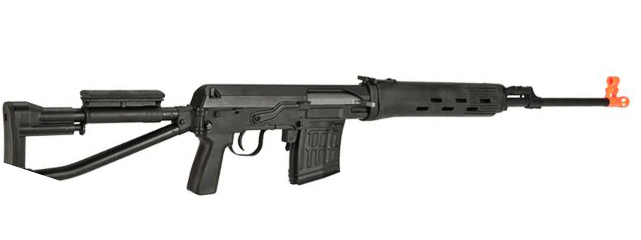 Atlas Custom Works SVD Dragunov Electric Airsoft Sniper Rifle w/ Folding Tube Stock (Color: Black) - Click Image to Close