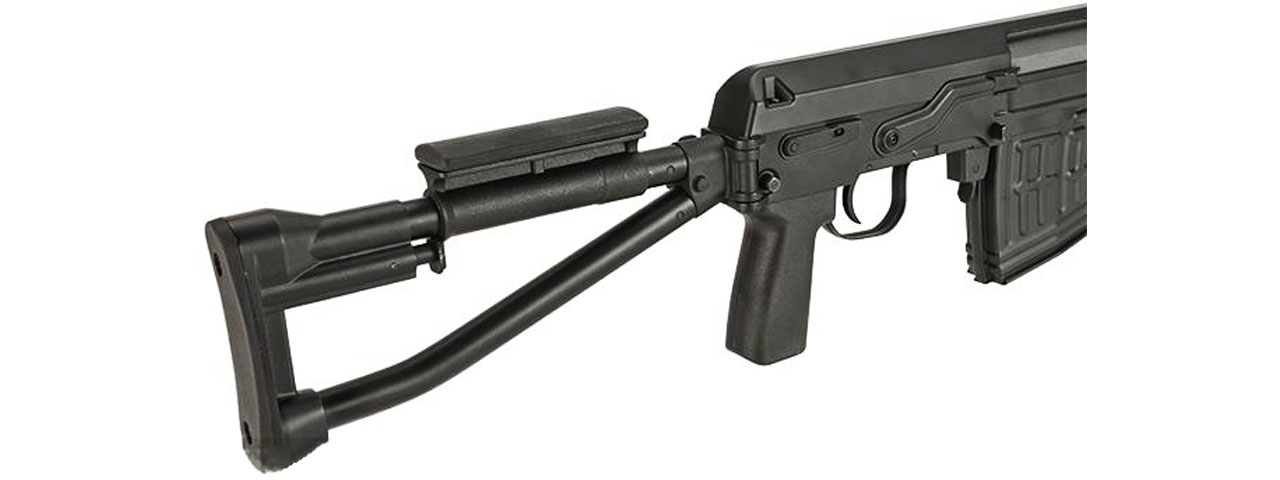 Atlas Custom Works SVD Dragunov Electric Airsoft Sniper Rifle w/ Folding Tube Stock (Color: Black) - Click Image to Close