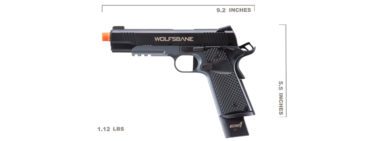 Echo1 Wolfsbane M1911 Gas Blowback Pistol (Black) - Click Image to Close