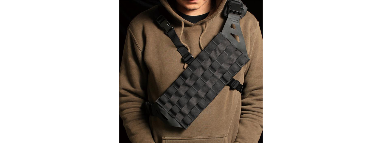 Laylax Cross Chest Lightweight Molle Bandolier Sling Rig (Color: Black)