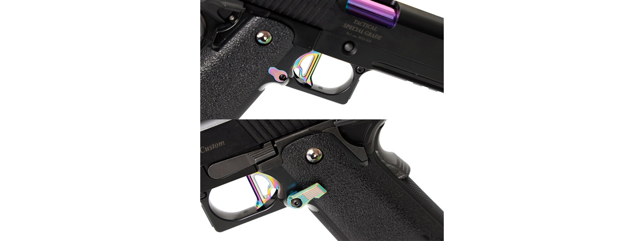 Laylax Nine Ball Custom Extended Magazine Release for Tokyo Marui Hi-Capa Series Airsoft GBB Pistols (Color: Heat Gradation)