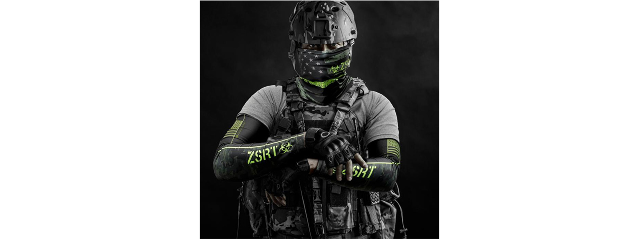 Laylax Zombie Special Response Team (ZSRT) Small Cool Arm Cover (Color: Black / Zombie Green)