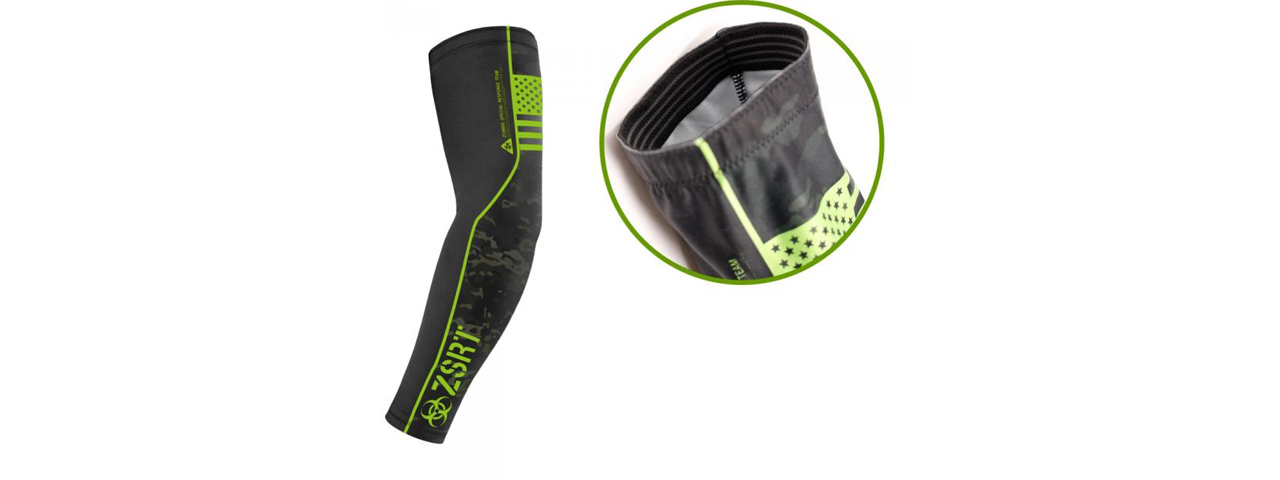 Laylax Zombie Special Response Team (ZSRT) Extra Large Cool Arm Cover (Color: Black / Zombie Green) - Click Image to Close