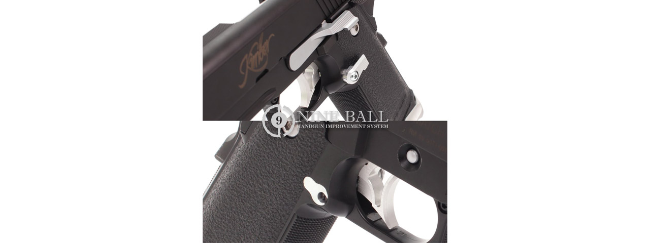 Laylax Nine Ball Custom Extended Magazine Release for Tokyo Marui Hi-Capa Series Airsoft GBB Pistols (Color: Silver) - Click Image to Close