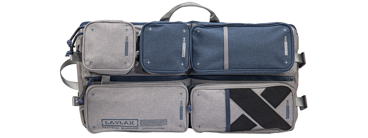 Laylax Satellite Collapsible Compact Container and Gun Case (Color: Navy / Gray), 24" - Click Image to Close