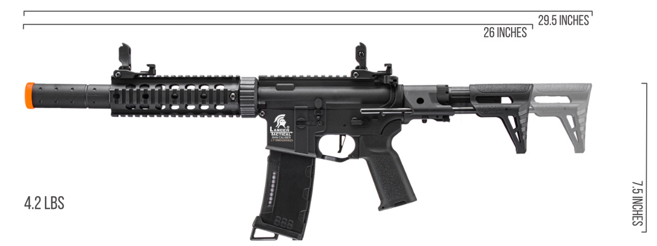 Lancer Tactical Gen 3 PDW M4 Carbine with Mock Suppressor (Color: Black) - Click Image to Close