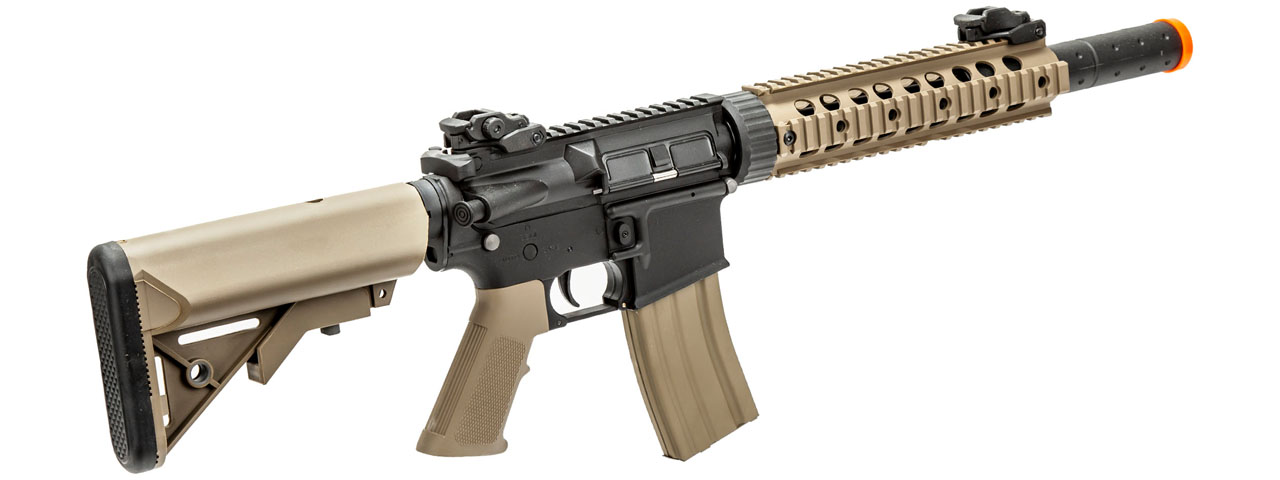 Lancer Tactical Gen 2 10" Nylon Polymer M4 Airsoft AEG with Mock Suppressor (Color: Two-Tone)