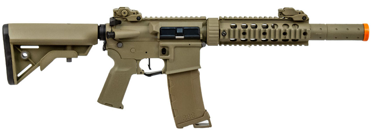 Lancer Tactical Gen 3 M4 Carbine SD AEG Airsoft Rifle with Mock Suppressor (Color: Tan) - Click Image to Close