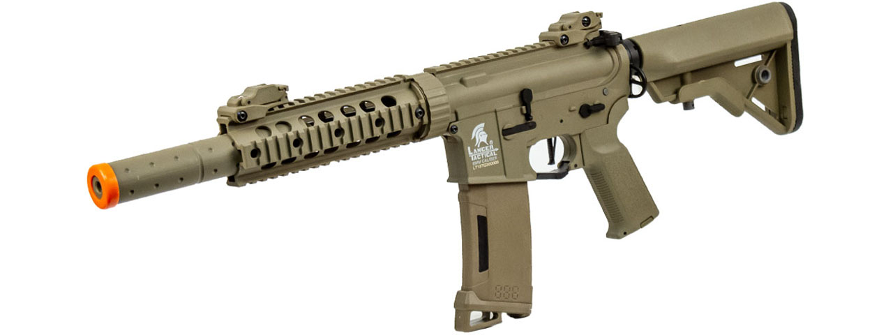 Lancer Tactical Gen 3 M4 Carbine SD AEG Airsoft Rifle with Mock Suppressor (Color: Tan)