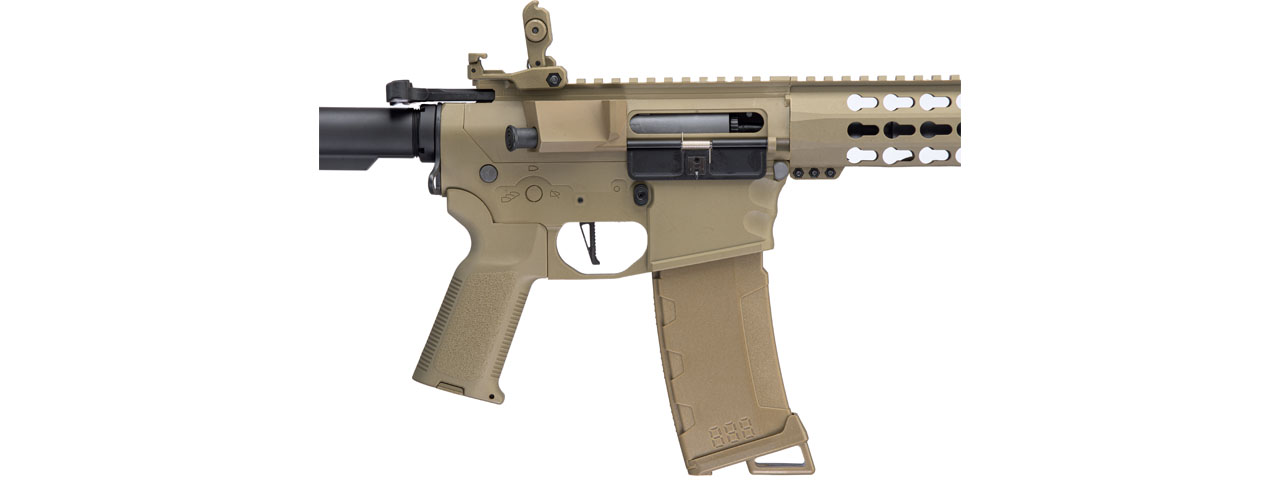 Lancer Tactical Gen 3 10" Keymod Airsoft M4 Carbine AEG Rifle (Color: Tan) - Click Image to Close