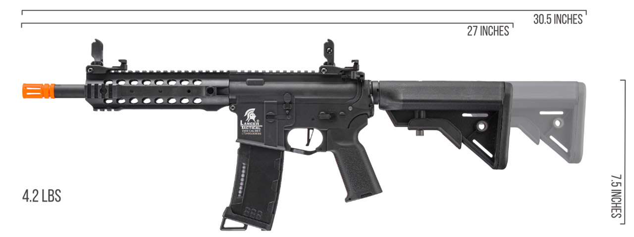 Lancer Tactical Gen 3 CQB M4 AEG Rifle (Color: Black) - Click Image to Close