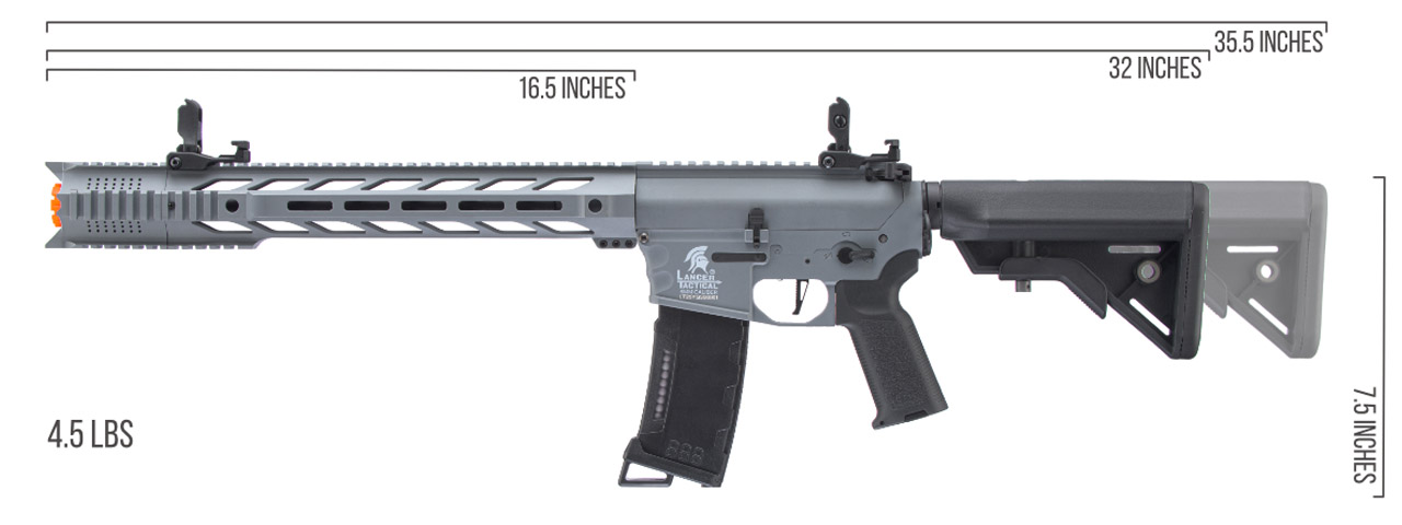 Lancer Tactical Gen 3 Interceptor SPR Airsoft M4 AEG Rifle (Color: Gray) - Click Image to Close