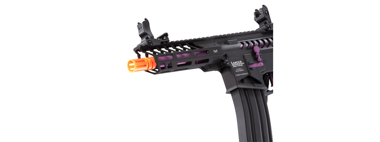 Lancer Tactical Low FPS Enforcer Needletail Skeleton M4 AEG Rifle with Alpha Stock (Color: Black & Purple)